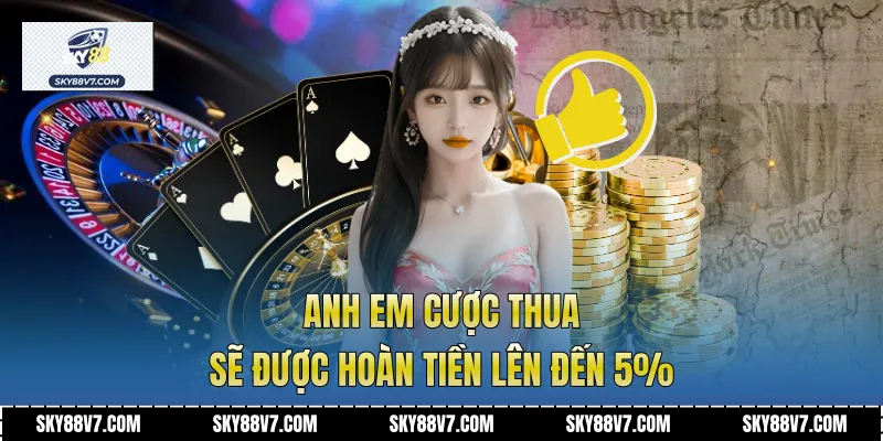 Anh em cược thua sẽ được hoàn tiền lên đến 5%